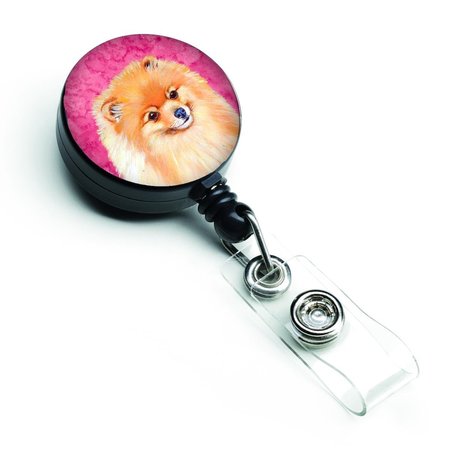 CAROLINES TREASURES Pink Pomeranian Retractable Badge Reel LH9395PKBR